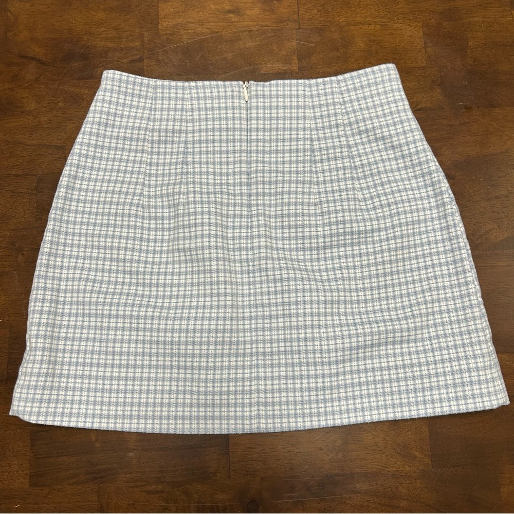 Brandy Melville Light Blue Plaid mini skirt - Picture 2 of 10